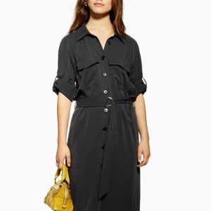 Topshop tencel utility midi shirt dress
